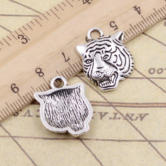 10pcs Charms Angrily Tiger Head 23x17mm Tibetan Silver Color Pendants Antique Jewelry Making DIY Handmade Craft Pendant