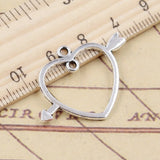 10pcs Charms Arrow Cross Heart Link 24x32mm Tibetan Silver Color Pendants Antique Jewelry Making DIY Handmade Craft