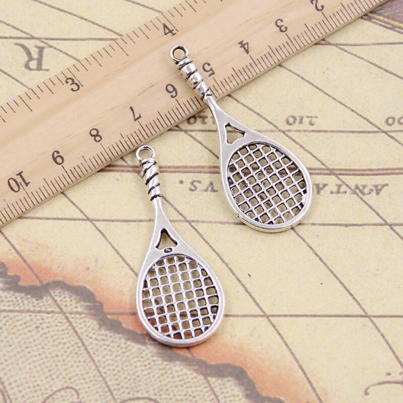 10pcs Charms Badminton Tennis Racket 48x19mm Tibetan Bronze Silver Color Pendants Antique Jewelry Making DIY Handmade Craft