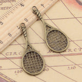 10pcs Charms Badminton Tennis Racket 48x19mm Tibetan Bronze Silver Color Pendants Antique Jewelry Making DIY Handmade Craft