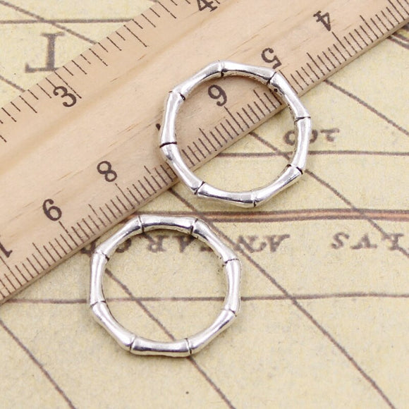 10pcs Charms Bamboo Circle Ring 21x21mm Tibetan Silver Color Pendants Antique Jewelry Making DIY Handmade Craft