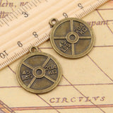 10pcs Charms Barbell Disc Weight 45lbs 20.4kg 24x28mm Tibetan Bronze Silver Color Pendants Antique Making DIY Handmade Craft