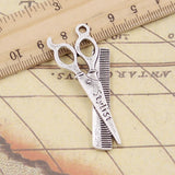 10pcs Charms Barber Scissor Comb Stylist 24x53mm Tibetan Bronze Gold Silver Color Pendants Antique Jewelry DIY Handmade Making