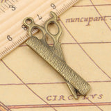 10pcs Charms Barber Scissor Comb Stylist 24x53mm Tibetan Bronze Gold Silver Color Pendants Antique Jewelry DIY Handmade Making