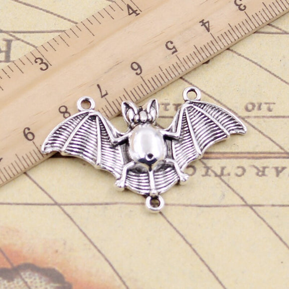 10pcs Charms Bat Vampire Dracula Connector 29x47mm Tibetan Bronze Silver Color Antique Jewelry Making DIY Handmade Crafts