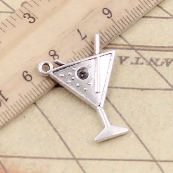 10pcs Charms Beach Cold Drink Champagne 30x23mm Tibetan Silver Color Pendants Antique Jewelry Making DIY Handmade Craft