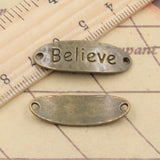 10pcs Charms Believe Connector 30x20mm Tibetan Bronze Silver Color Pendants Antique Jewelry Making DIY Handmade Craft