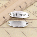 10pcs Charms Believe Connector 30x20mm Tibetan Bronze Silver Color Pendants Antique Jewelry Making DIY Handmade Craft