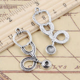 10pcs Charms Big Doctor Syringe Stethoscope Tibetan Silver Color Pendants Antique Jewelry Making DIY Handmade Craft