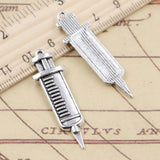 10pcs Charms Big Doctor Syringe Stethoscope Tibetan Silver Color Pendants Antique Jewelry Making DIY Handmade Craft