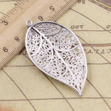10pcs Charms Big Hollow Leaf 57x31mm Tibetan Bronze Silver Color Pendants Antique Jewelry Making DIY Handmade Craft