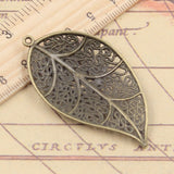 10pcs Charms Big Hollow Leaf 57x31mm Tibetan Bronze Silver Color Pendants Antique Jewelry Making DIY Handmade Craft