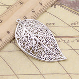 10pcs Charms Big Hollow Leaf 57x31mm Tibetan Bronze Silver Color Pendants Antique Jewelry Making DIY Handmade Craft