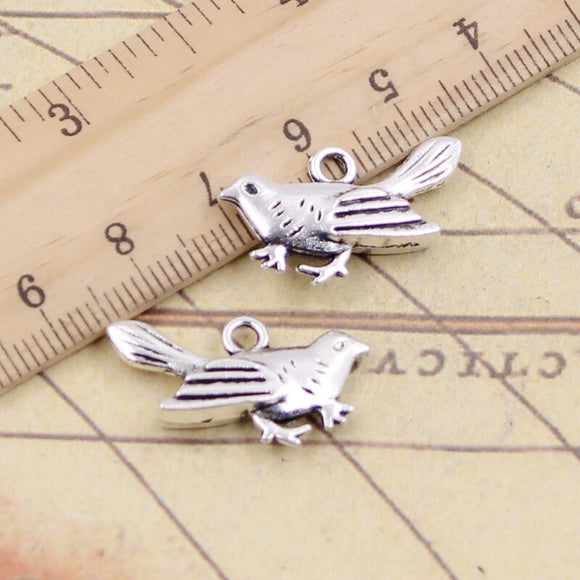 10pcs Charms Bird Magpie 25x14mm Tibetan Silver Color Pendants Antique Jewelry Making DIY Handmade Craft