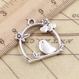10pcs Charms Birdcage Bird Flower 25x26mm Tibetan Silver Color Pendants Antique Jewelry Making DIY Handmade Craft