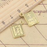 10pcs Charms Book Holy Bible 17x14mm Tibetan Bronze Silver Color Pendants Antique Jewelry Making DIY Handmade Craft Pendant