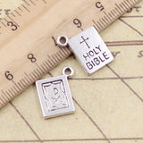 10pcs Charms Book Holy Bible 17x14mm Tibetan Bronze Silver Color Pendants Antique Jewelry Making DIY Handmade Craft Pendant