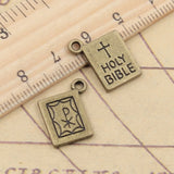 10pcs Charms Book Holy Bible 17x14mm Tibetan Bronze Silver Color Pendants Antique Jewelry Making DIY Handmade Craft Pendant