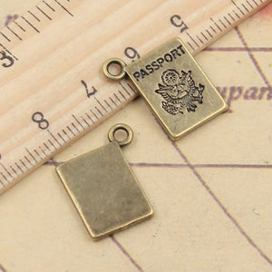 10pcs Charms Book Passport 18x14mm Tibetan Bronze Silver Color Pendants Antique Jewelry Making DIY Handmade Craft h1224