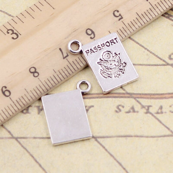 10pcs Charms Book Passport 18x14mm Tibetan Bronze Silver Color Pendants Antique Jewelry Making DIY Handmade Craft h1224