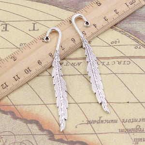 10pcs Charms Bookmarks Feather 80x13mm Tibetan Silver Color Pendants Antique Jewelry EF3616