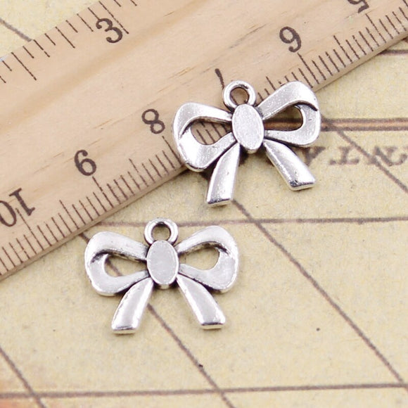 10pcs Charms Bow Bowknot Rosette 15x18mm Tibetan Silver Color Pendants Antique Jewelry Making DIY Handmade Craft Pendant