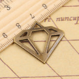 10pcs Charms Brilliant Diamonds Logo 28x30mm Tibetan Bronze Silver Color Pendants Antique Jewelry Making DIY Handmade Craft