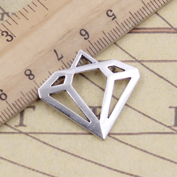 10pcs Charms Brilliant Diamonds Logo 28x30mm Tibetan Bronze Silver Color Pendants Antique Jewelry Making DIY Handmade Craft