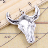10pcs Charms Bull Skull 32x28mm Antique Bronze Silver Color Pendants Making DIY Handmade Jewelry Factory Wholesale