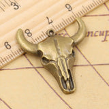 10pcs Charms Bull Skull 32x28mm Antique Bronze Silver Color Pendants Making DIY Handmade Jewelry Factory Wholesale