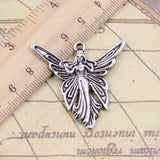 10pcs Charms Butterfly Angel 38x37mm Tibetan Bronze Silver Color Pendants Antique Jewelry Making DIY Handmade Craft