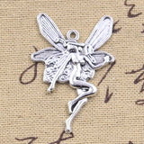 10pcs Charms Butterfly Fairy Angel 42x29mm Antique Silver Color Pendants DIY Crafts Making Findings Handmade Tibetan Jewelry