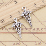 10pcs Charms Caduceus Medical Symbol 25x14mm Tibetan Silver Color Pendants Antique Jewelry Making DIY Handmade Craft