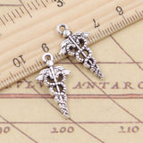 10pcs Charms Caduceus Medical Symbol 25x14mm Tibetan Silver Color Pendants Antique Jewelry Making DIY Handmade Craft