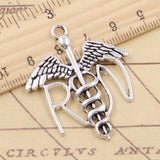 10pcs Charms Caduceus Medical Symbol 43x37mm Tibetan Silver Color Pendants Antique Jewelry Making DIY Handmade Craft