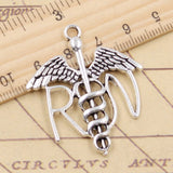 10pcs Charms Caduceus Medical Symbol 43x37mm Tibetan Silver Color Pendants Antique Jewelry Making DIY Handmade Craft