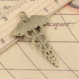 10pcs Charms Caduceus Medicine Symbol 49x30mm Tibetan Bronze Silver Color Pendants Antique Jewelry Making DIY Handmade Craft