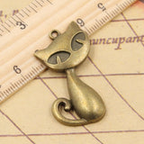 10pcs Charms Cat Fox 39x32mm Tibetan Bronze Silver Color Pendants Antique Jewelry Making DIY Handmade Craft