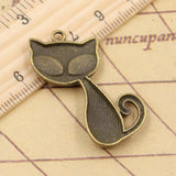 10pcs Charms Cat Fox 39x32mm Tibetan Bronze Silver Color Pendants Antique Jewelry Making DIY Handmade Craft