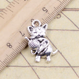 10pcs Charms Cat Yarn Ball 25x15mm Tibetan Silver Color Pendants Antique Jewelry Making DIY Handmade Craft Pendant