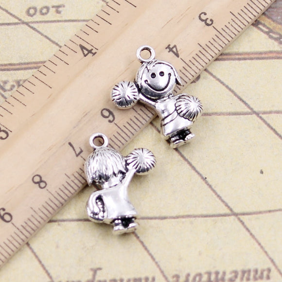 10pcs Charms Cheerleaders Cheer Girl 22x15mm Tibetan Silver Color Pendants Antique Jewelry Making DIY Handmade Craft Pendant