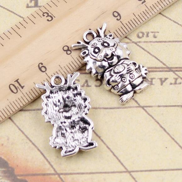 10pcs Charms China Loong Dragon 27x16mm Tibetan Silver Color Pendants Antique Jewelry Making DIY Handmade Craft