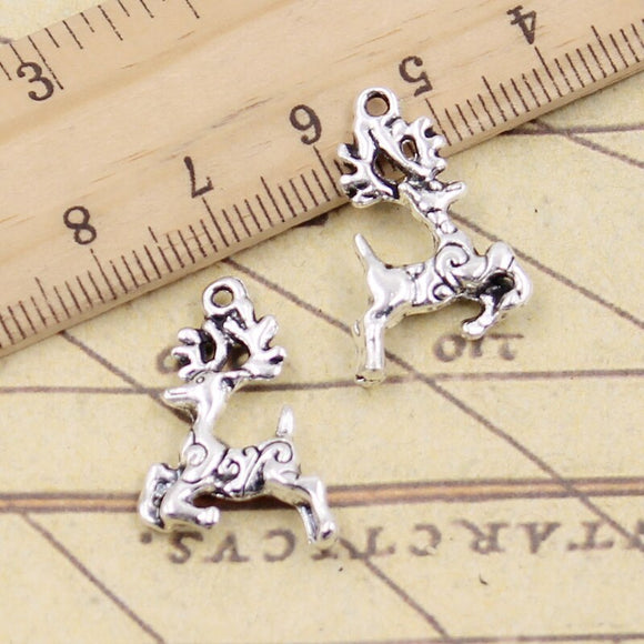 10pcs Charms Christmas Deer 25x15mm Tibetan Silver Color Pendants Antique Jewelry Making DIY Handmade Craft