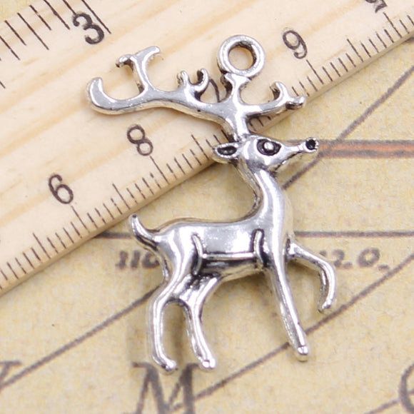 10pcs Charms Christmas Deer Sika 37x22mm Tibetan Silver Color Pendants Antique Jewelry Making DIY Handmade Craft