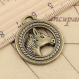 10pcs Charms Circle Horse Head 29x25mm Tibetan Bronze Silver Color Pendants Antique Jewelry Making DIY Handmade Craft