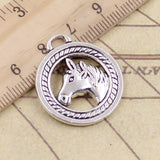 10pcs Charms Circle Horse Head 29x25mm Tibetan Bronze Silver Color Pendants Antique Jewelry Making DIY Handmade Craft