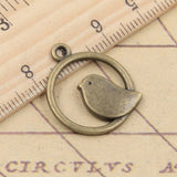 10pcs Charms Circle Little Bird 24x20mm Tibetan Bronze Silver Color Pendants Antique Jewelry Making DIY Handmade Craft