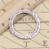 10pcs Charms Circle Love Hope Trust Dream 35mm Tibetan Bronze Silver Color Pendants Antique Jewelry Making DIY Handmade Craft