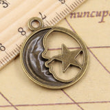 10pcs Charms Circle Moon Star 29x25mm Tibetan Bronze Silver Color Pendants Antique Jewelry Making DIY Handmade Craft Pendant
