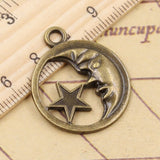 10pcs Charms Circle Moon Star 29x25mm Tibetan Bronze Silver Color Pendants Antique Jewelry Making DIY Handmade Craft Pendant